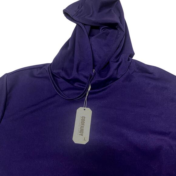 Coofandy Hoodie Dark Purple Draw String Preppy Light Weight Pocket Size L - Picture 8 of 15